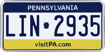 PA license plate LIN2935