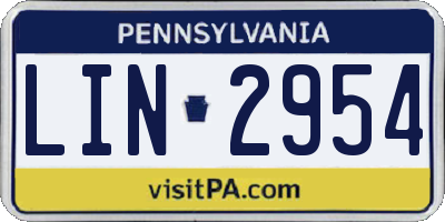 PA license plate LIN2954
