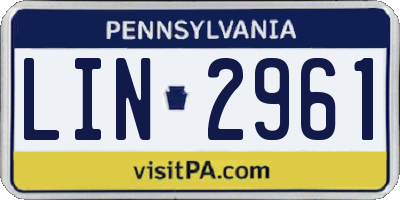 PA license plate LIN2961