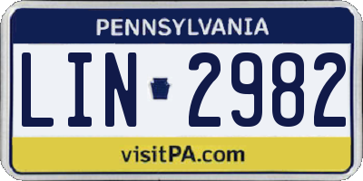 PA license plate LIN2982