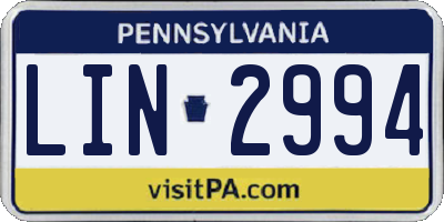 PA license plate LIN2994