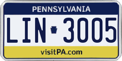 PA license plate LIN3005
