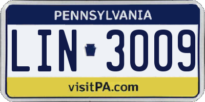 PA license plate LIN3009