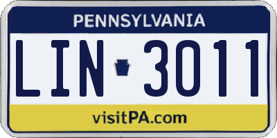 PA license plate LIN3011