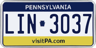 PA license plate LIN3037