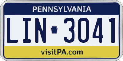 PA license plate LIN3041