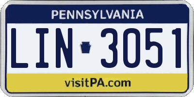 PA license plate LIN3051