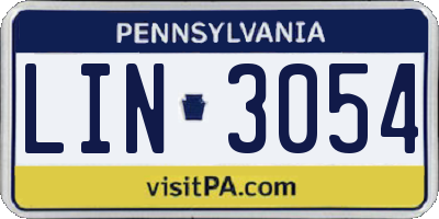 PA license plate LIN3054