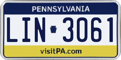 PA license plate LIN3061
