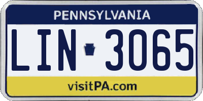 PA license plate LIN3065