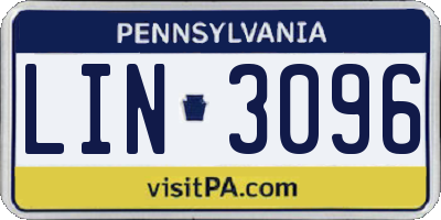 PA license plate LIN3096