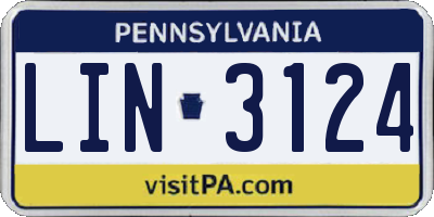 PA license plate LIN3124