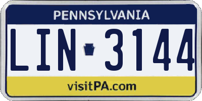 PA license plate LIN3144