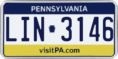 PA license plate LIN3146