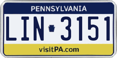 PA license plate LIN3151