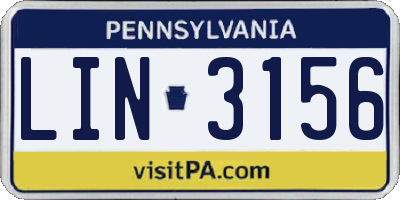 PA license plate LIN3156