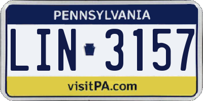 PA license plate LIN3157