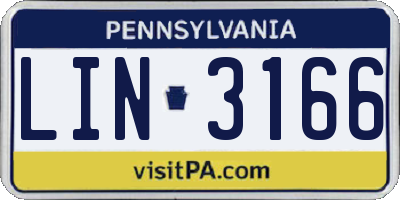 PA license plate LIN3166