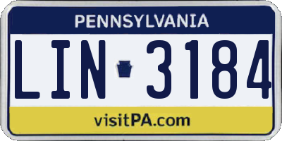 PA license plate LIN3184