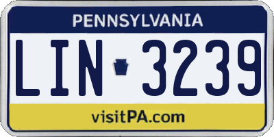 PA license plate LIN3239