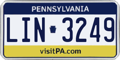 PA license plate LIN3249