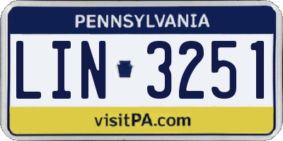 PA license plate LIN3251