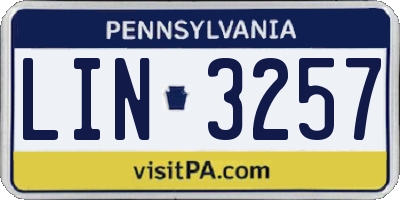 PA license plate LIN3257