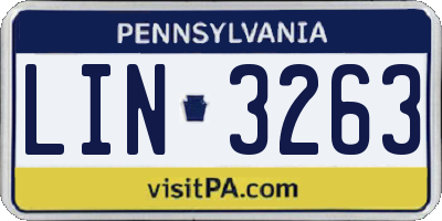 PA license plate LIN3263