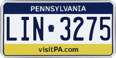 PA license plate LIN3275