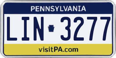 PA license plate LIN3277