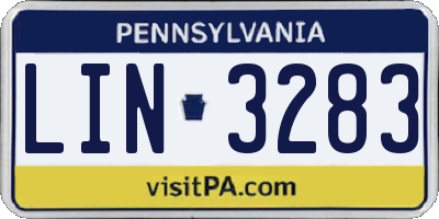 PA license plate LIN3283