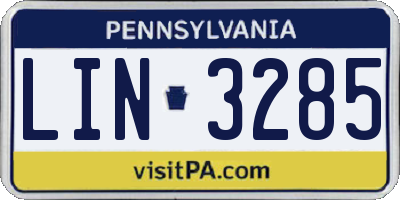 PA license plate LIN3285