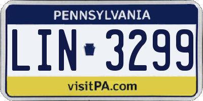 PA license plate LIN3299