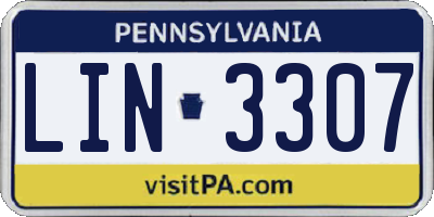 PA license plate LIN3307