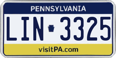 PA license plate LIN3325