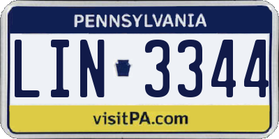 PA license plate LIN3344