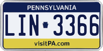 PA license plate LIN3366