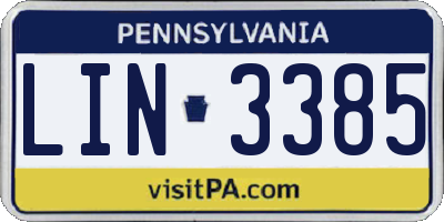 PA license plate LIN3385