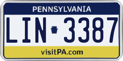 PA license plate LIN3387
