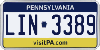 PA license plate LIN3389