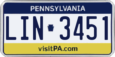 PA license plate LIN3451