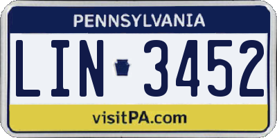 PA license plate LIN3452