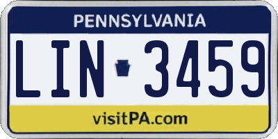 PA license plate LIN3459