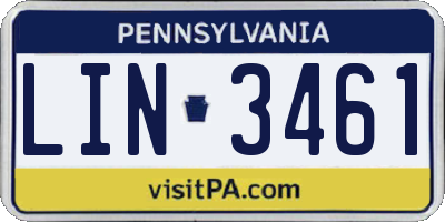 PA license plate LIN3461