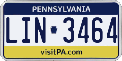 PA license plate LIN3464