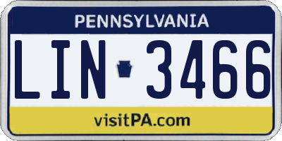 PA license plate LIN3466