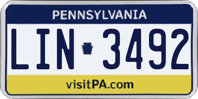 PA license plate LIN3492