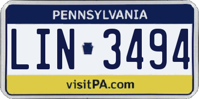 PA license plate LIN3494