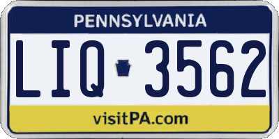 PA license plate LIQ3562