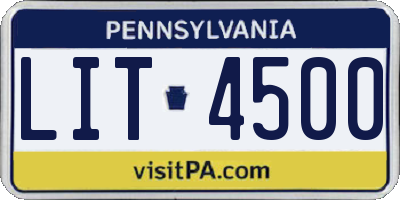 PA license plate LIT4500